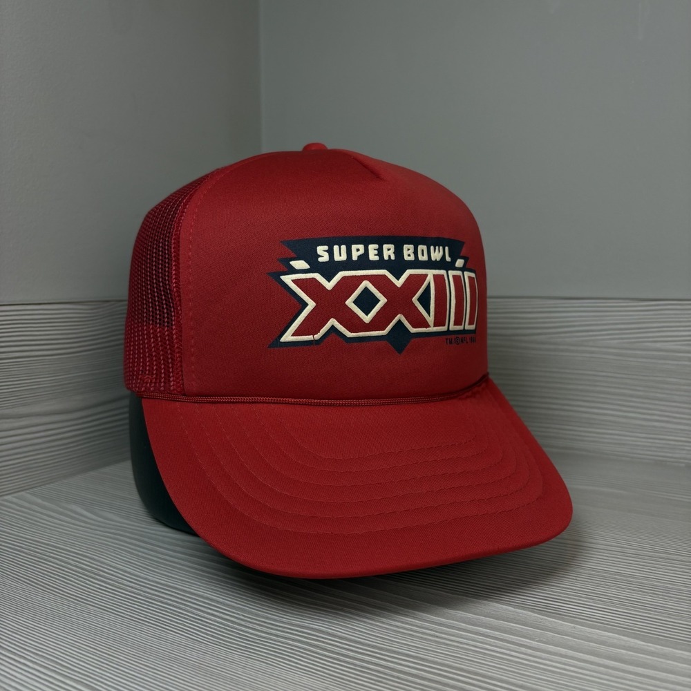 Vintage 80s Super Bowl XXIII Trucker Hat NFL Football Cap Snapback Adjustable
